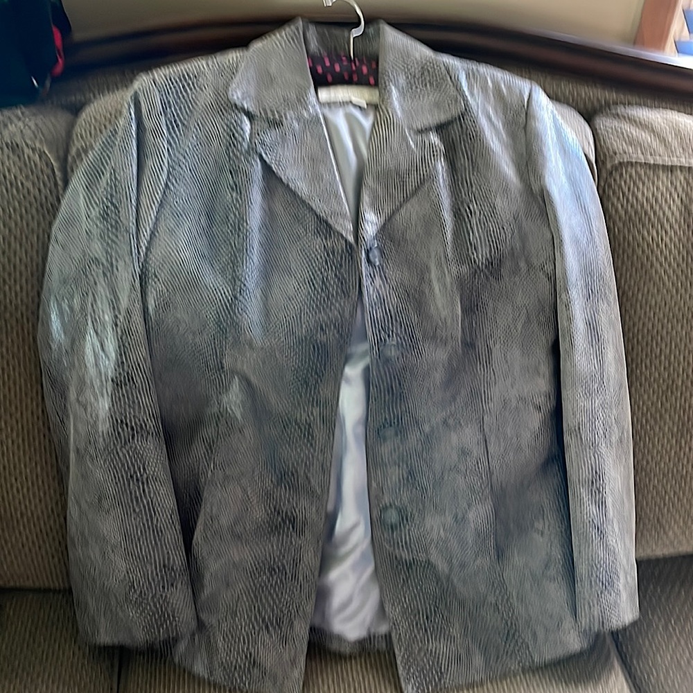 leather jacket gray very nice